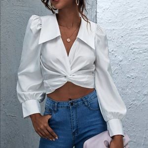 Twist front tie back crop top